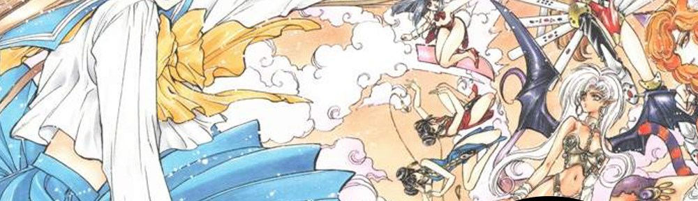 Miyuki, a brunette girl in a school uniform, and many scantily-clad ladies themed off of Alice in Wonderland. Podcast logo and episode title are overlayed.