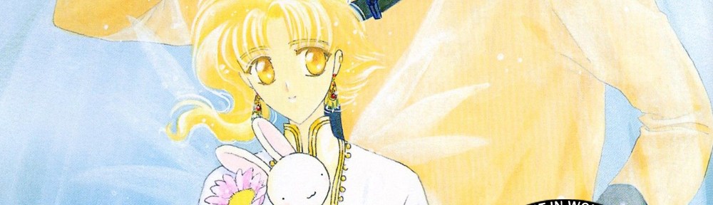 An illustration by CLAMP, of Kohaku (a blond, effete figure) and Shuichiro (a large, dark-haired figure), and what looks like a toy rabbit. Overlayed is the CLAMPcast logo, and the episode information: "Ep. 57: Wish | Volume 2".