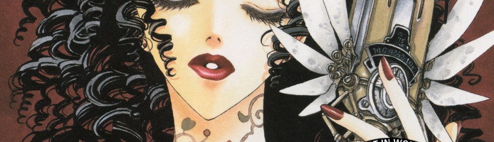 An illustration of Ora, a women with pale skin and long, curly dark hair, holding a old-fashioned microphone adorned with wings, is overlaid by the CLAMPcast logo and the episode title: Ep. 87 - Clover Volume 3.